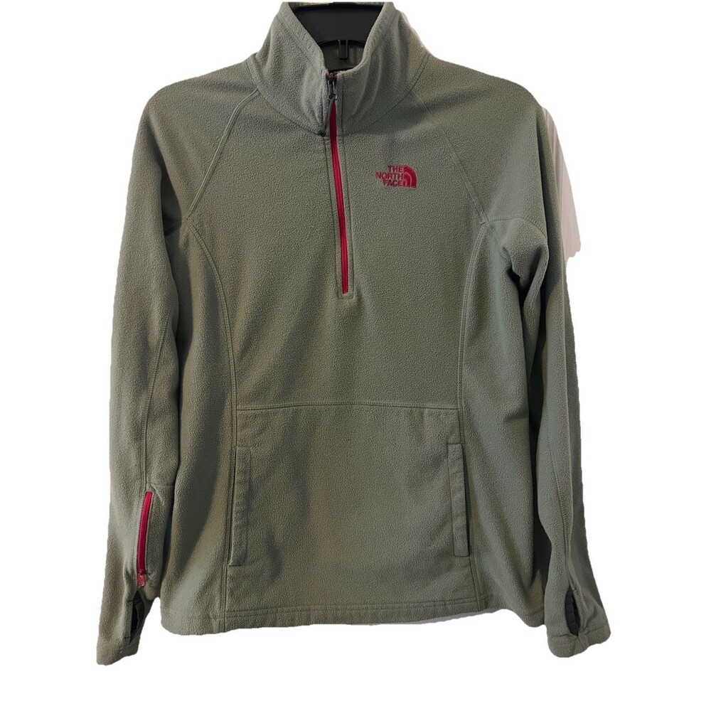 Women’s Olive And Pink The North Face Fleece Zip Pullover- Sz S